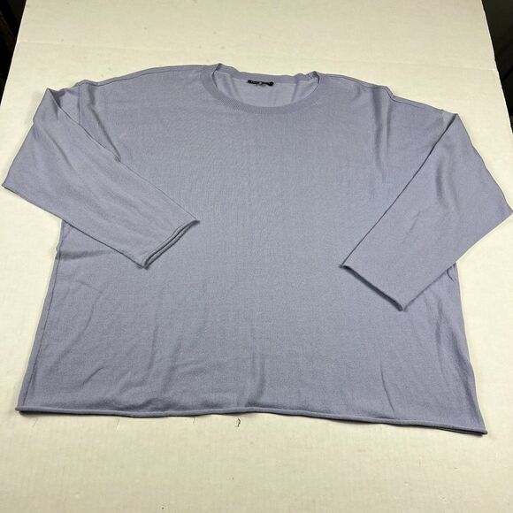Eileen Fisher Womens Crew Neck Sweater Lightweight Boxy Knit Pullover XL Purple - Picture 1 of 12